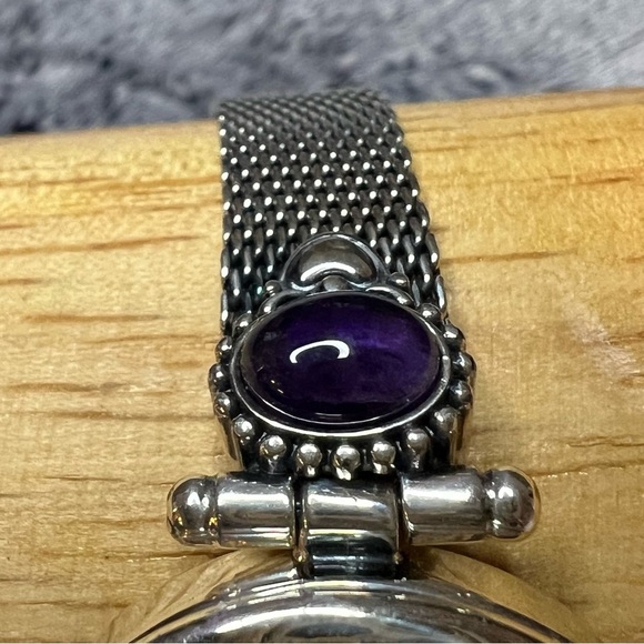 Ecclissi Sterling Silver Locket Watch with Amethyst Accents - Picture 11 of 13